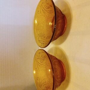 Vintage Tiara Amber Ceral Bowls